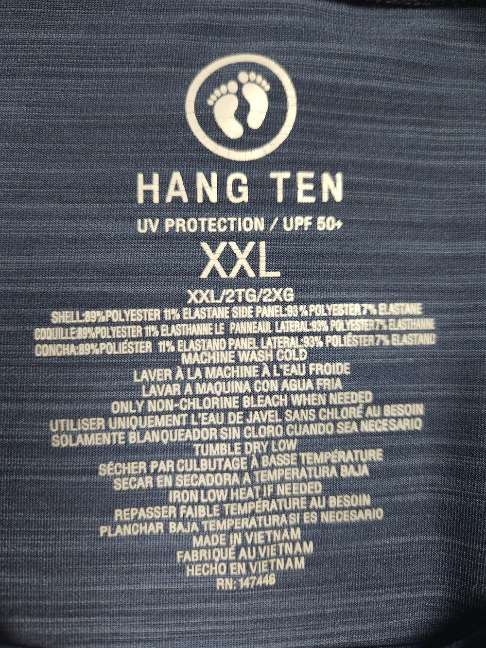 Hang Ten Navy Long-Sleeve Swim Tee with Gray Panels